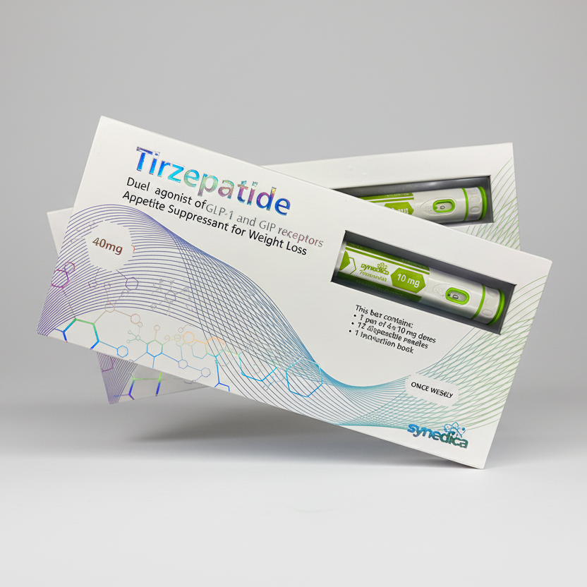 Tirzepatide packaging with Syedica branding on a white background